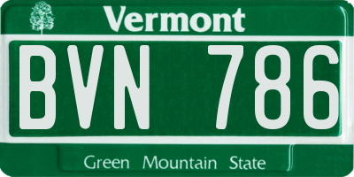 VT license plate BVN786