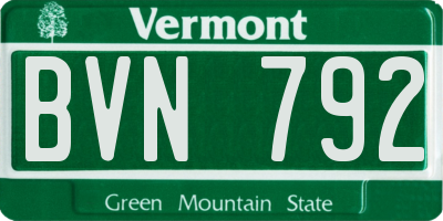 VT license plate BVN792