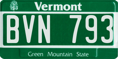 VT license plate BVN793