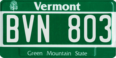 VT license plate BVN803