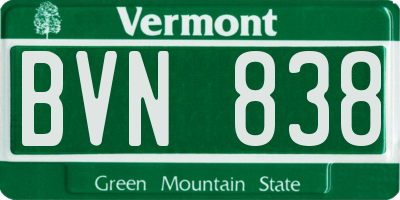 VT license plate BVN838