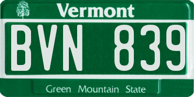 VT license plate BVN839
