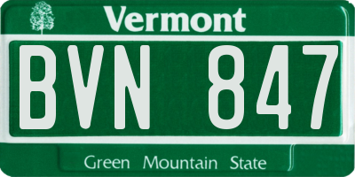 VT license plate BVN847