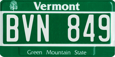 VT license plate BVN849