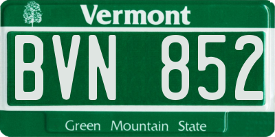 VT license plate BVN852