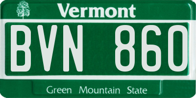 VT license plate BVN860