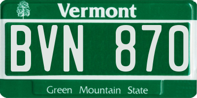 VT license plate BVN870