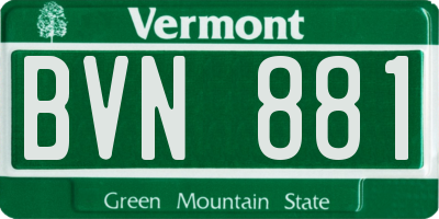 VT license plate BVN881