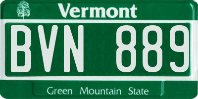 VT license plate BVN889