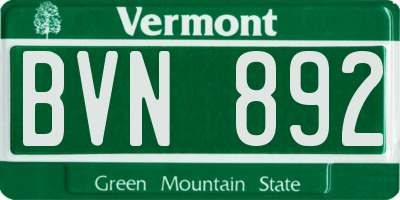 VT license plate BVN892