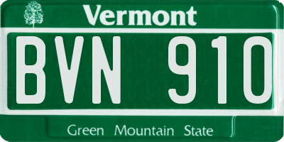 VT license plate BVN910