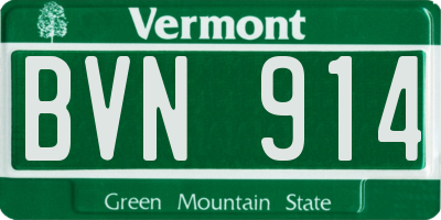 VT license plate BVN914