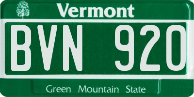 VT license plate BVN920