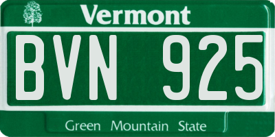 VT license plate BVN925