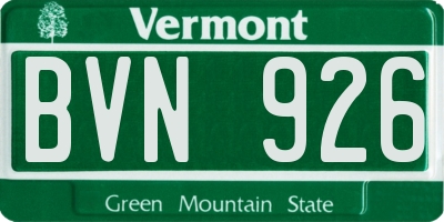 VT license plate BVN926
