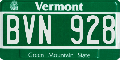VT license plate BVN928
