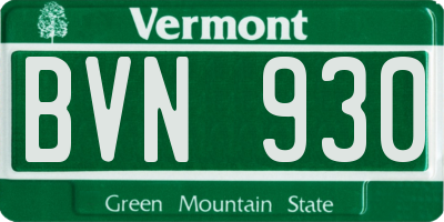VT license plate BVN930