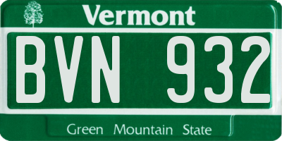 VT license plate BVN932