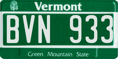 VT license plate BVN933