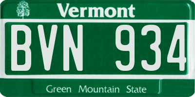 VT license plate BVN934
