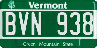 VT license plate BVN938