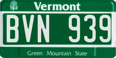 VT license plate BVN939