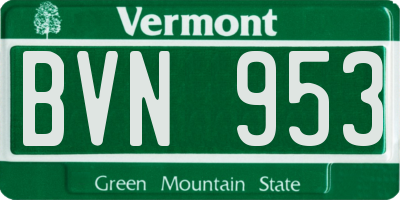 VT license plate BVN953