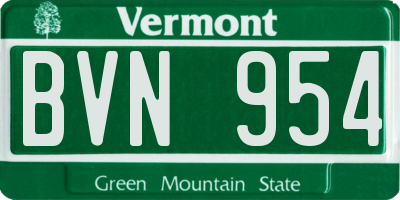 VT license plate BVN954