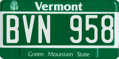 VT license plate BVN958