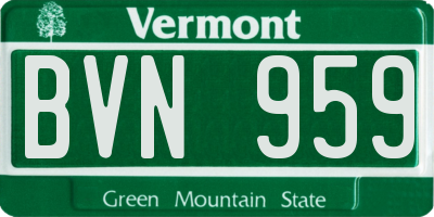 VT license plate BVN959