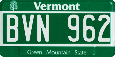 VT license plate BVN962