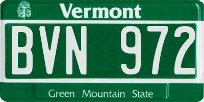 VT license plate BVN972
