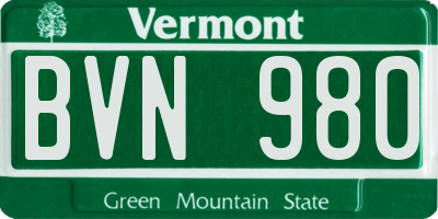 VT license plate BVN980