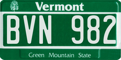 VT license plate BVN982