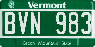 VT license plate BVN983