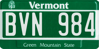 VT license plate BVN984