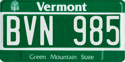 VT license plate BVN985