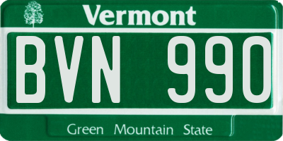 VT license plate BVN990