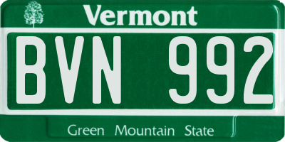 VT license plate BVN992