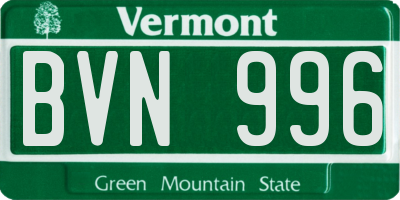 VT license plate BVN996