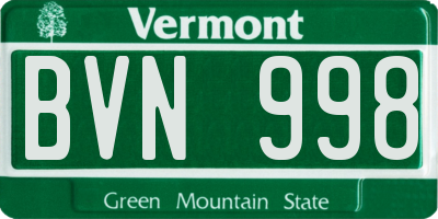 VT license plate BVN998