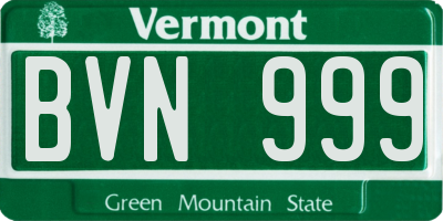 VT license plate BVN999