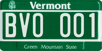 VT license plate BVO001