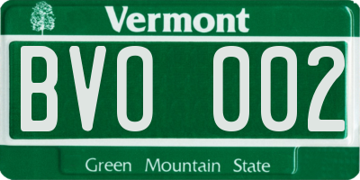 VT license plate BVO002