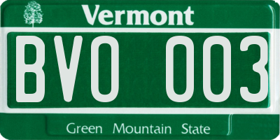 VT license plate BVO003