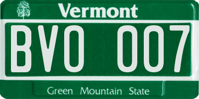 VT license plate BVO007