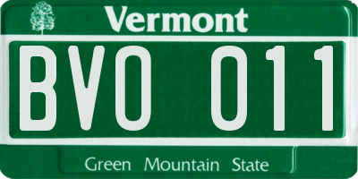 VT license plate BVO011