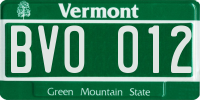 VT license plate BVO012