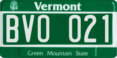 VT license plate BVO021