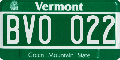 VT license plate BVO022